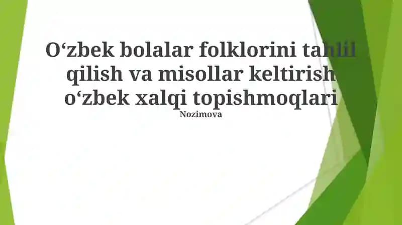O'zbek bolalar topishmoqlari