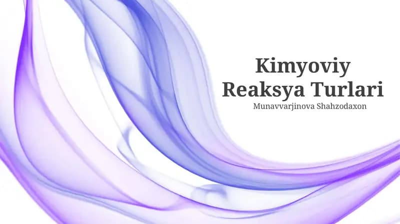 Kimyoviy Reaksya Turlari