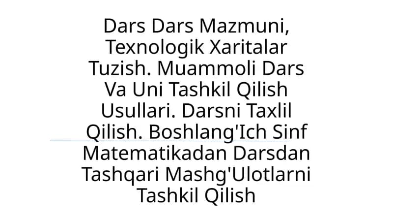 Texnologik Xaritalar Tuzish
