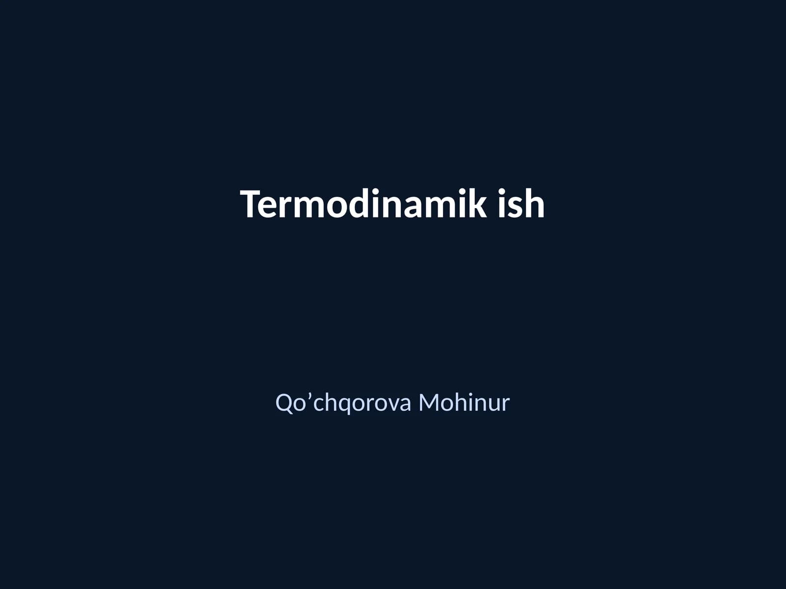 Termodinamik ish
