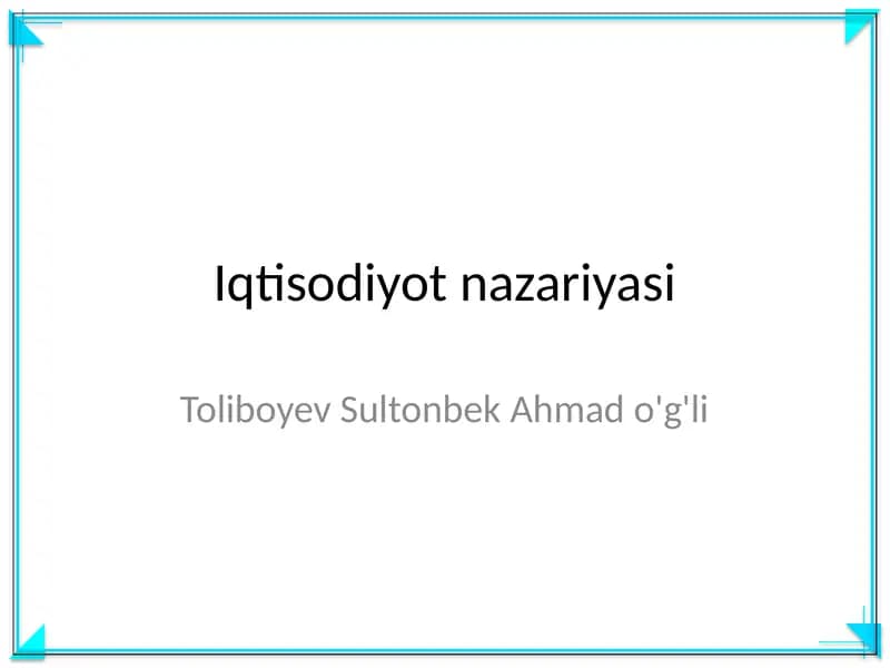 Iqtisodiyot nazariyasi