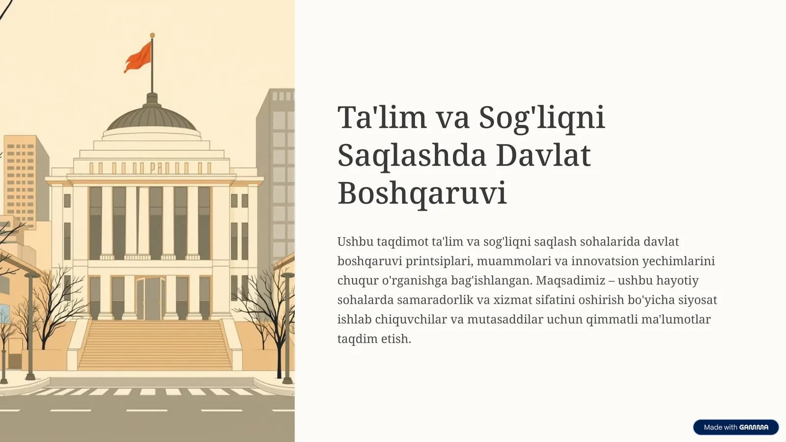Ta'lim va Sog'liqni Saqlashda Davlat Boshqaruvi