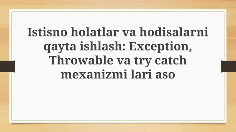 Istisnoholatlarvahodisalarniqaytaishlash