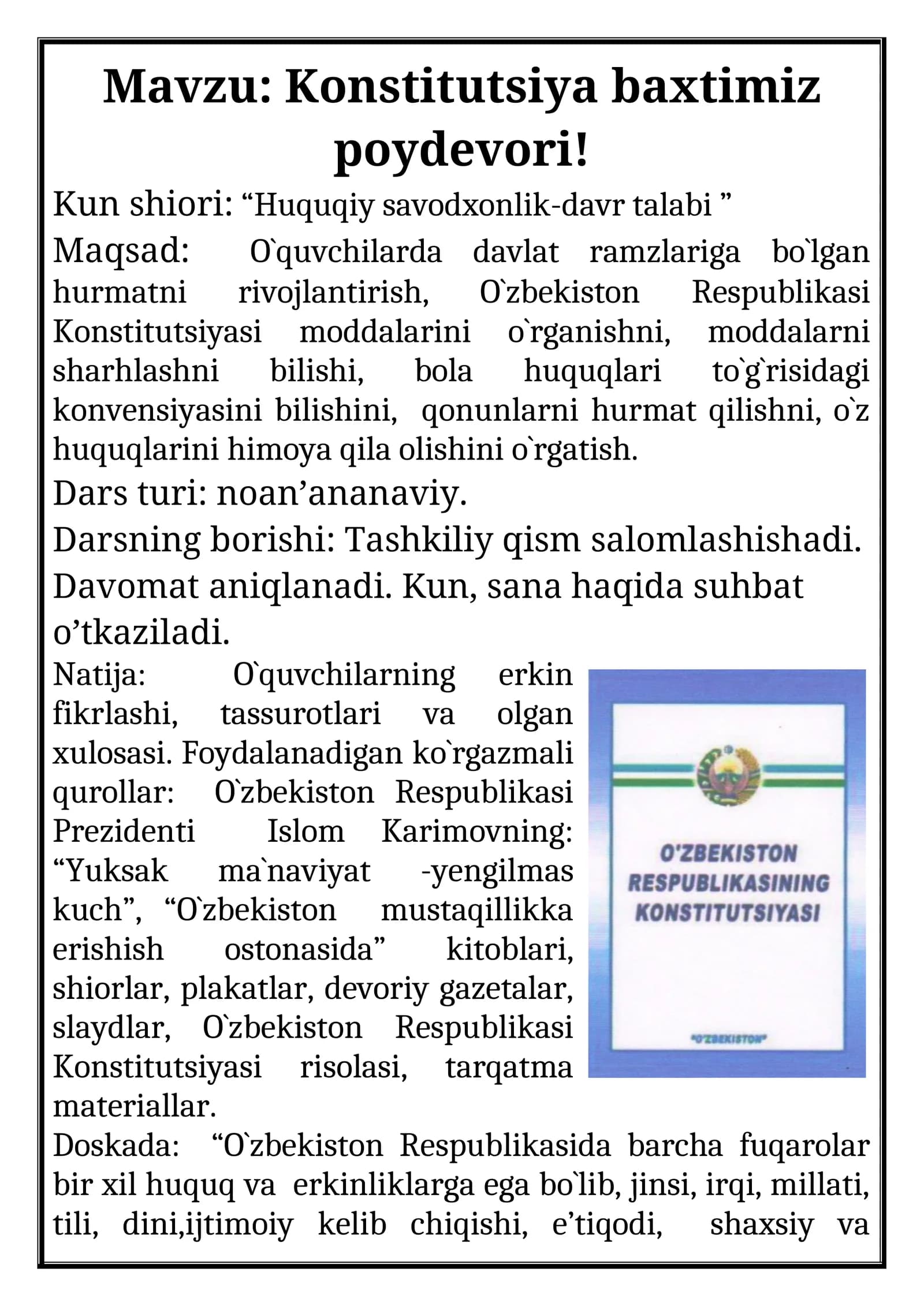 Konstitutsiya baxtimiz poydevori