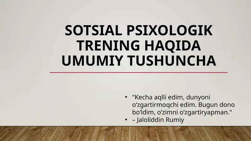 Sotsial psixologik trening haqida umumiy tushuncha