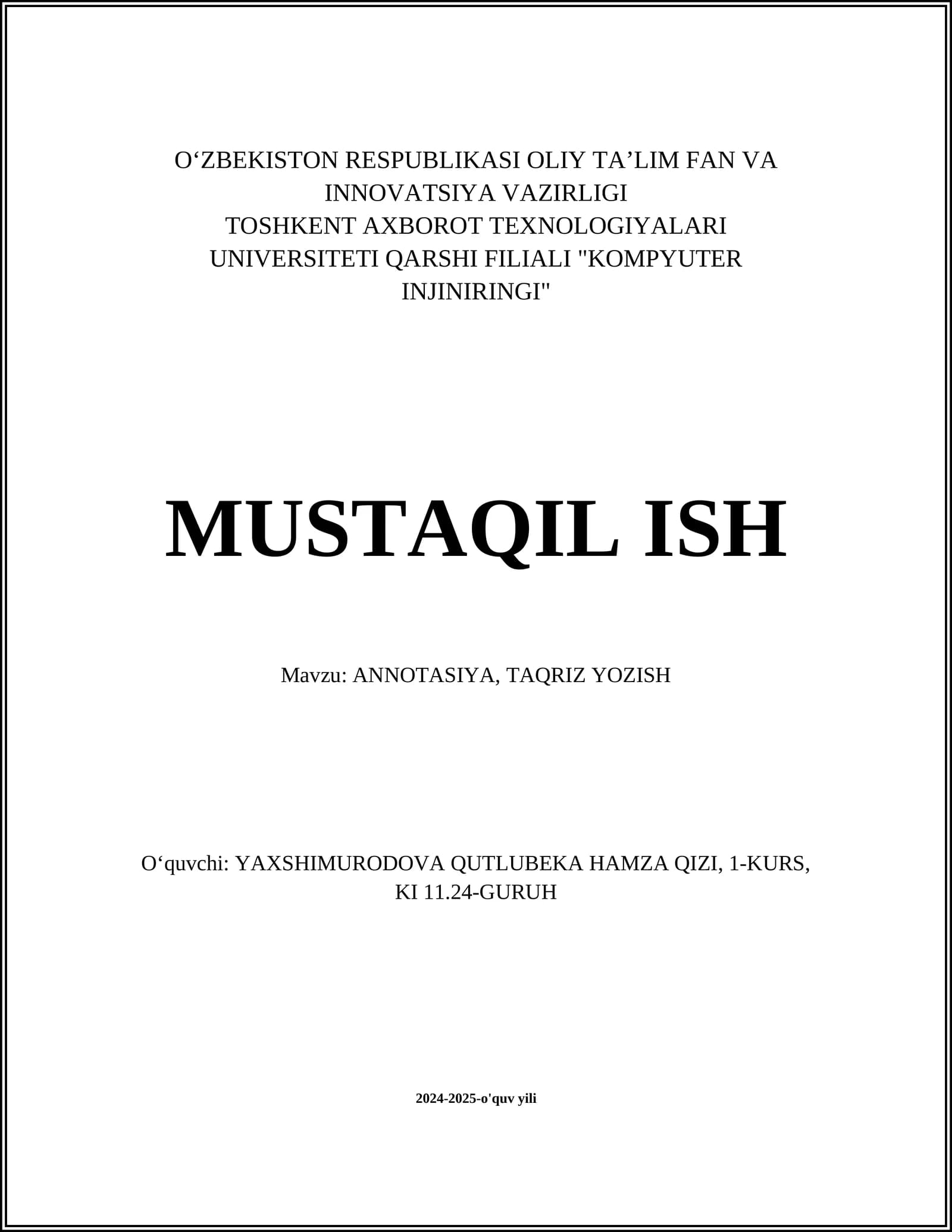 ANNOTASIYA, TAQRIZ YOZISH