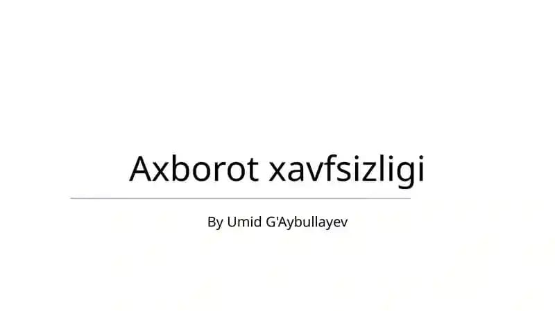 Xavfsizlik Madaniyati va Trening