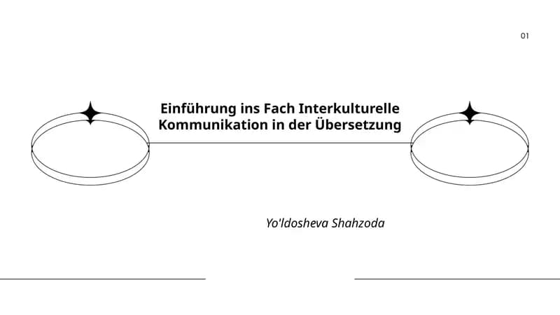 Einführung ins Fach Interkulturelle Kommunikation in der Übersetzung