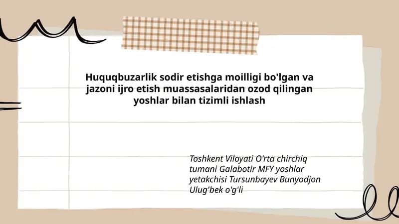 Huquqbuzarlik sodir etishga moilligi bo'lgan va jazoni ijro etish