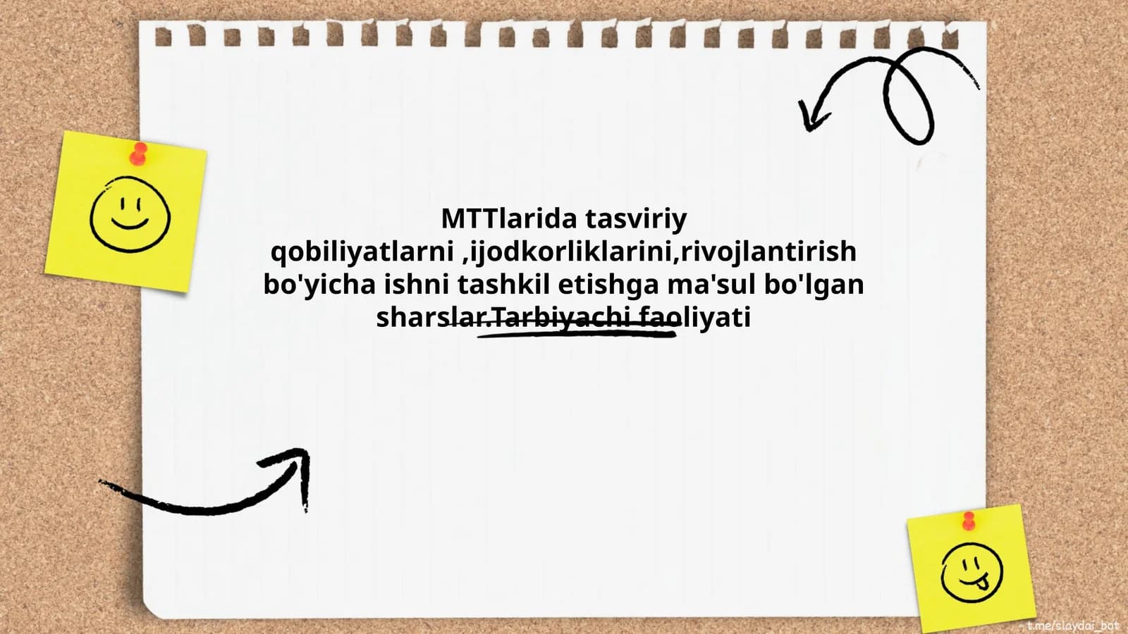 MTTlarda tasviriy qobiliyatlarni, ijodkorliklarini rivojlantirish bo'yicha ishni tashkil etishga ma'sul bo'lgan shaxslar. Tarbiyachi faoliyati