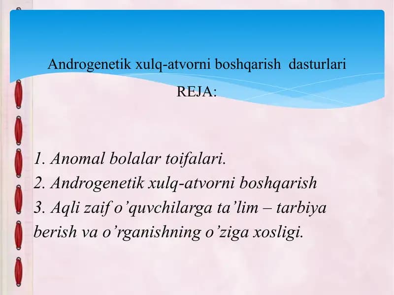 Androgenetik xulq-atvorni boshqarish  dasturlari