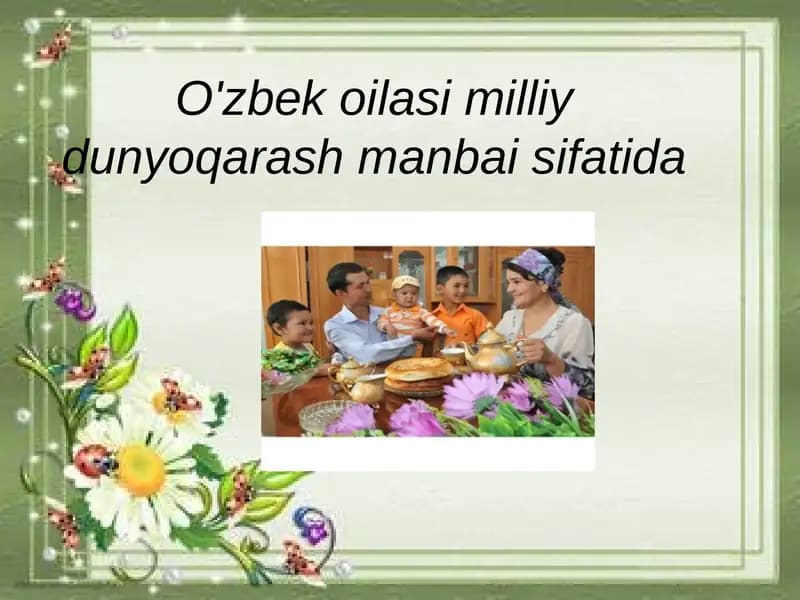 Nikoh va o'z oilaviy munosabatlari
