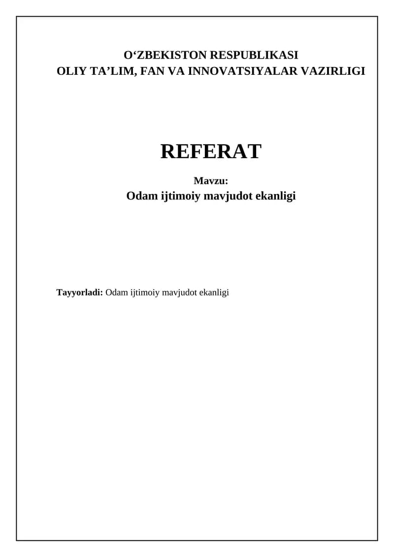 Odam ijtimoiy mavjudot ekanligi
