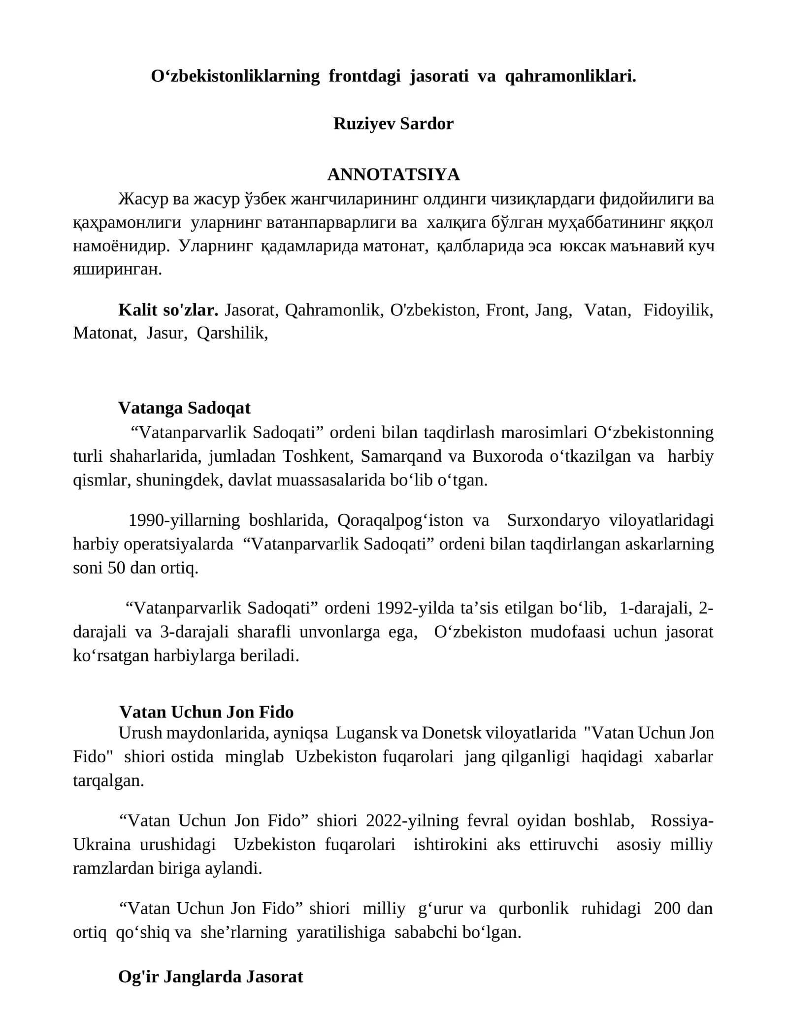 Vatanga Sadoqat