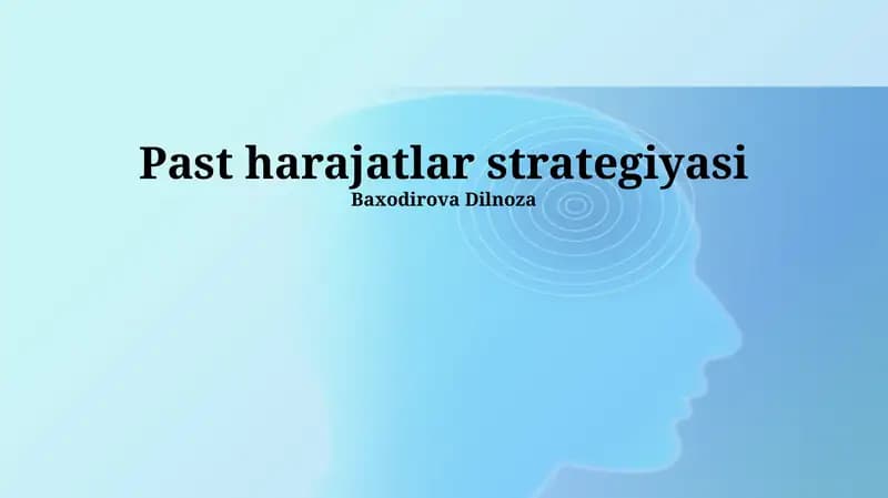 Xarajatlarni kamaytirish strategiyasi
