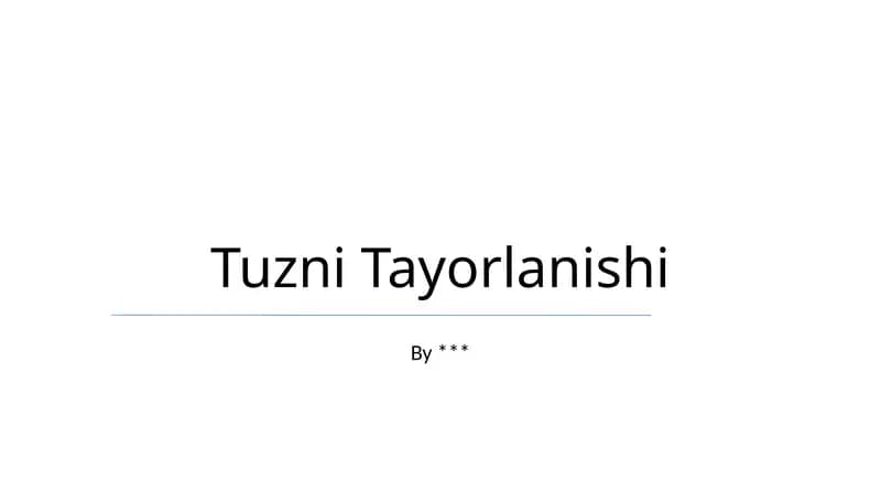 Tuzni Tayorlanishi