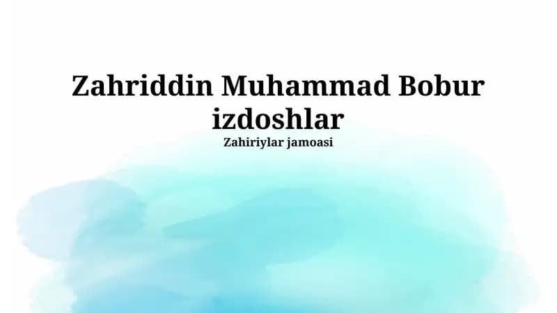 Zahriddin Muhammad Bobur izdoshlar