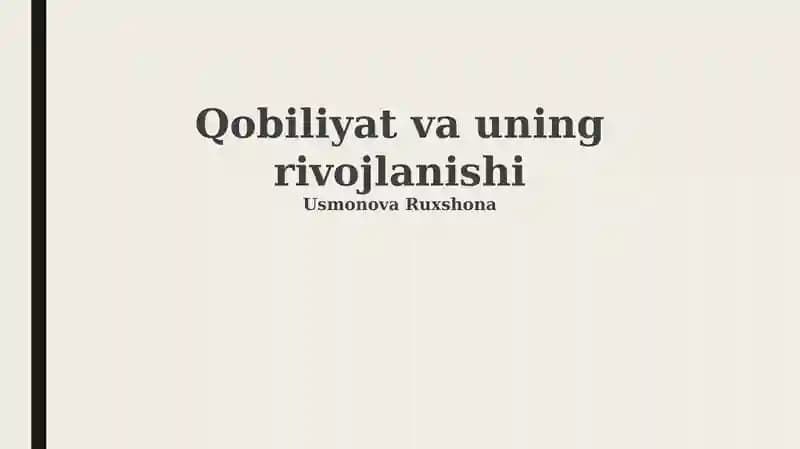 Qobiliyat va uning rivojlanishi