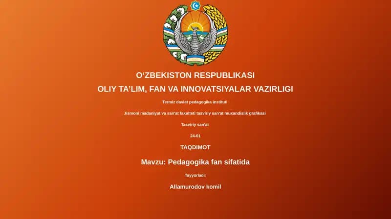 Pedagogika fan sifatida