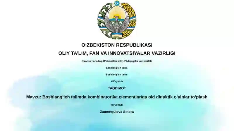 Boshlangʻich talimda kombinatorika elementlariga oid didaktik oʻyinlar toʻplash