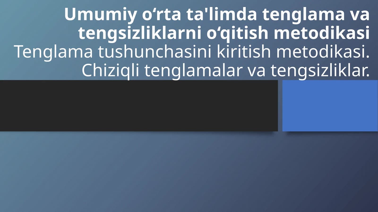 Tenglama va Tengsizliklar