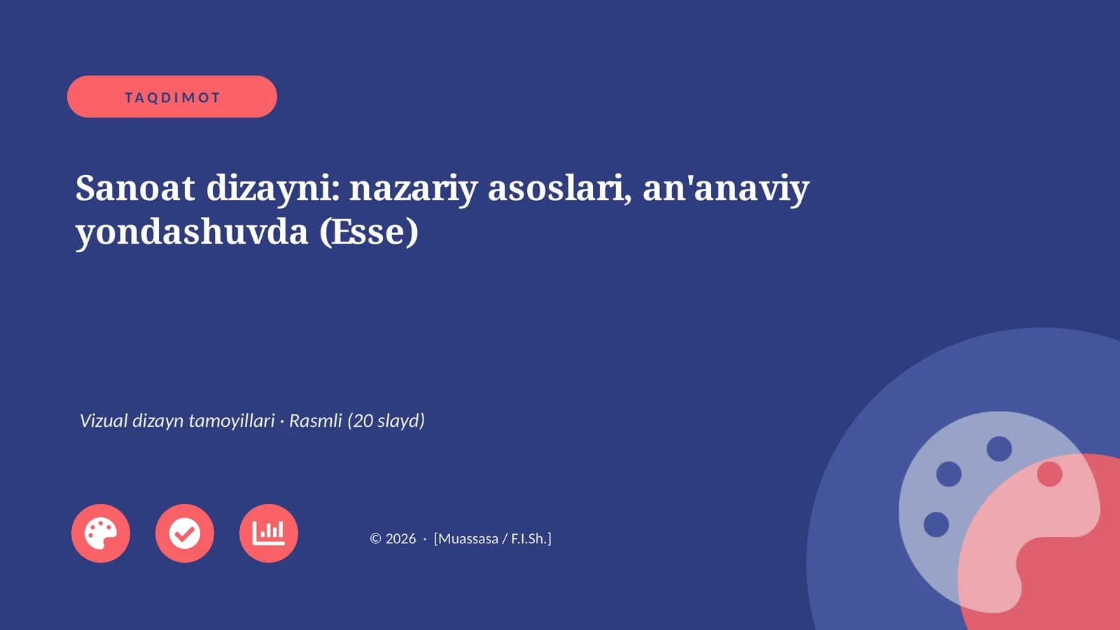 Sanoat dizayni: nazariy asoslari, an'anaviy yondashuvda (Esse)