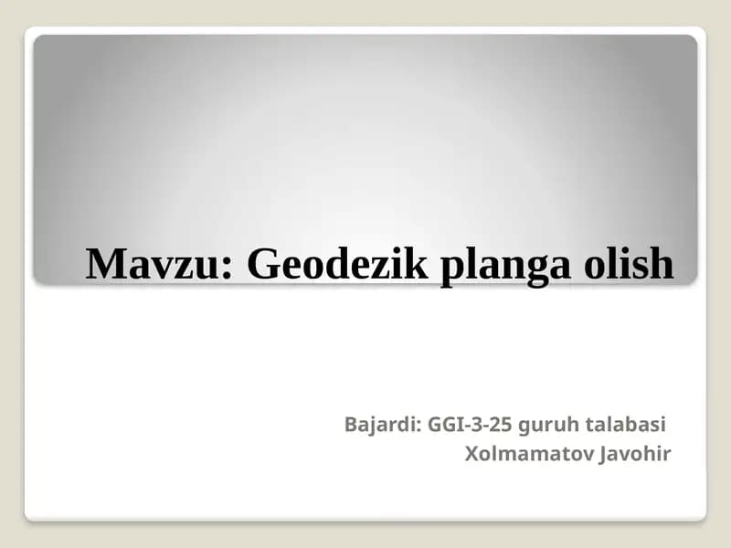 Geodezik planga olish