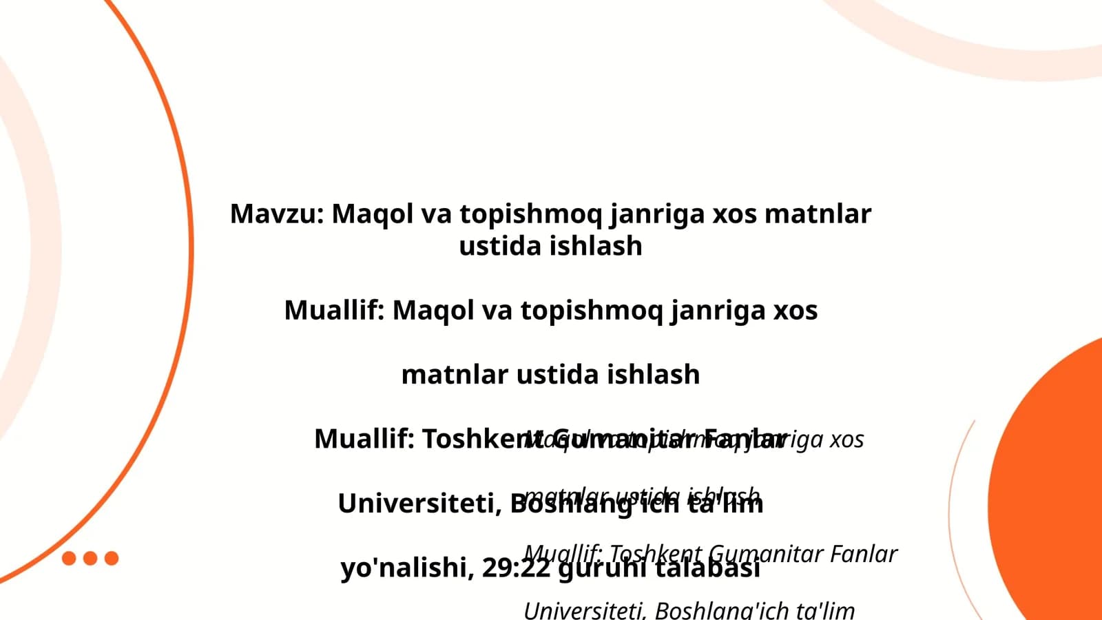 Maqol va topishmoq janriga xos matnlar ustida ishlash
