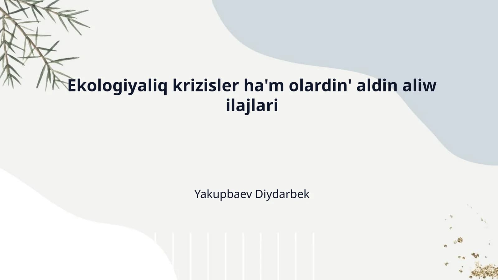Ekologiyaliq krizisler ha'm olardin' aldin aliw ilajlari