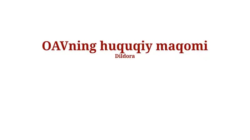OAVning huquqiy maqomi