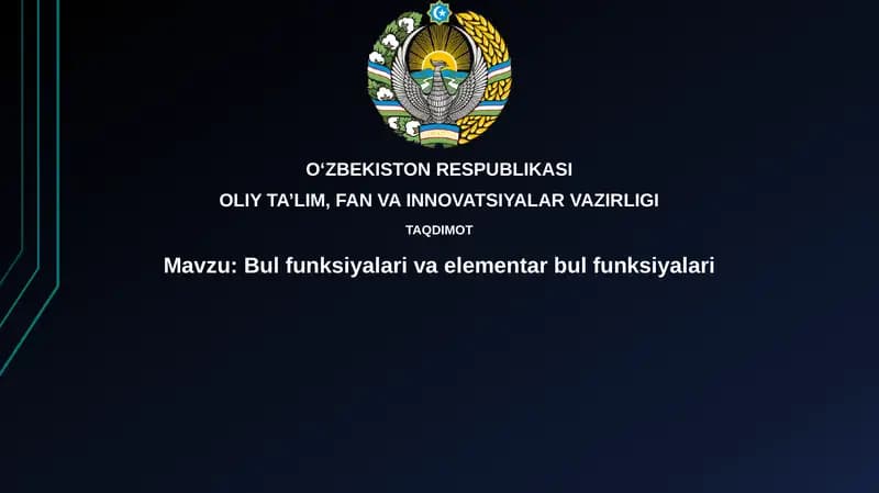 Boolean funksiyalari va elementar bulfunksiyalari