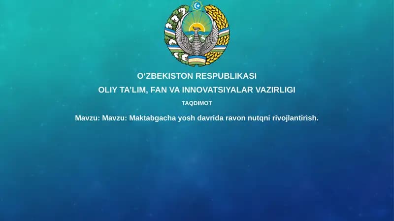 Maktabgacha yoshdagi bolalarda ravon nutqni rivojlantirish