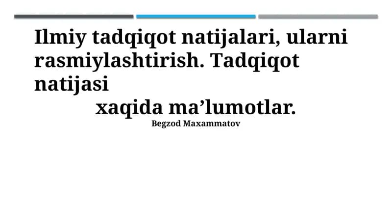 Ilmiy tadqiqot natijalari