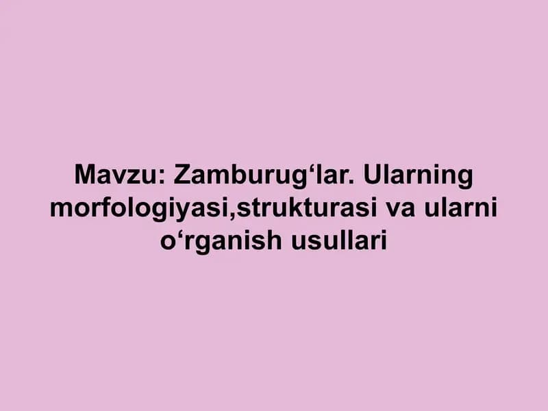 Zamburugʻlar. Ularning morfologiyasi,strukturasi va ularni oʻrganish usullari