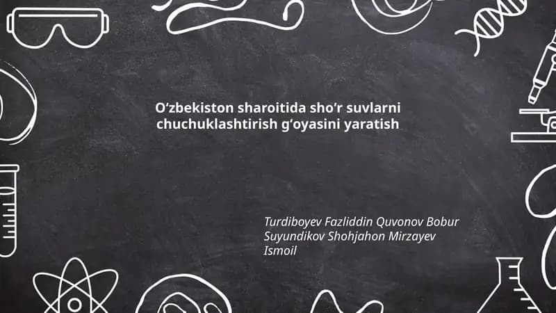 Oʻzbekistonda shoʻr suv manbalarining tahlili va kimyoviy-hidrologik xarakteristikasi