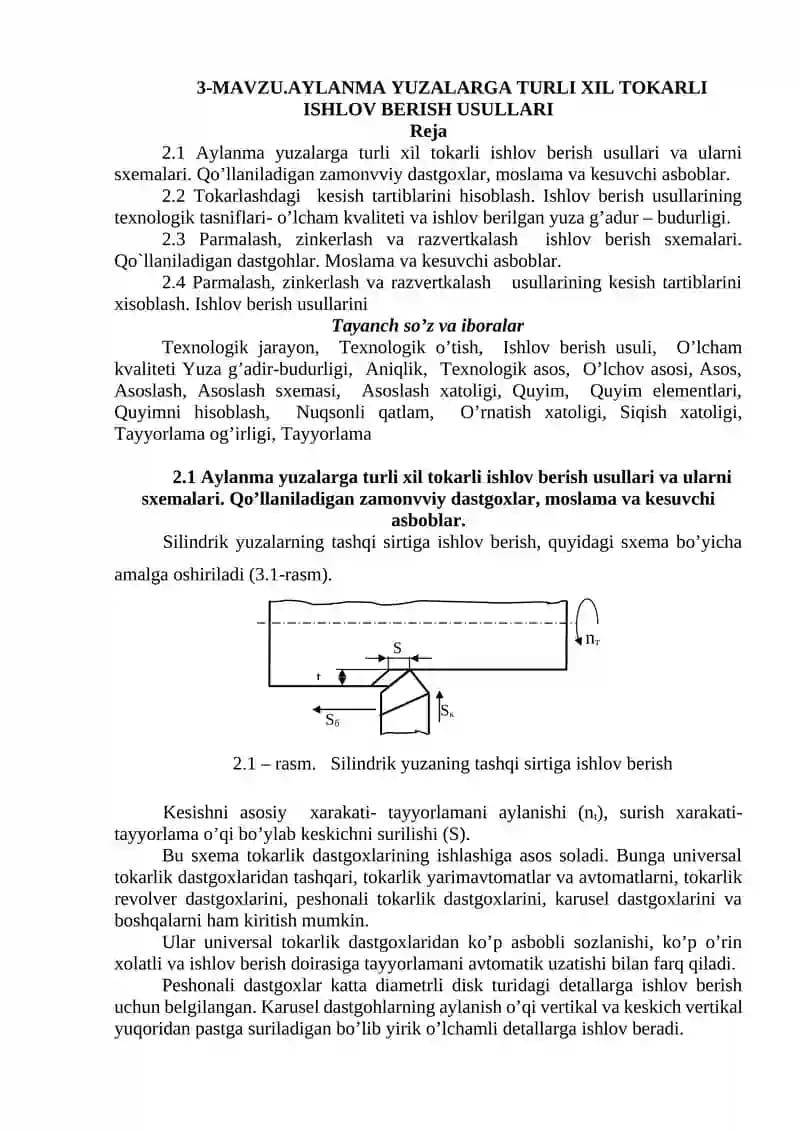 AYLANMA YUZALARGA TURLI XIL TOKARLI ISHLOV BERISH USULLARI