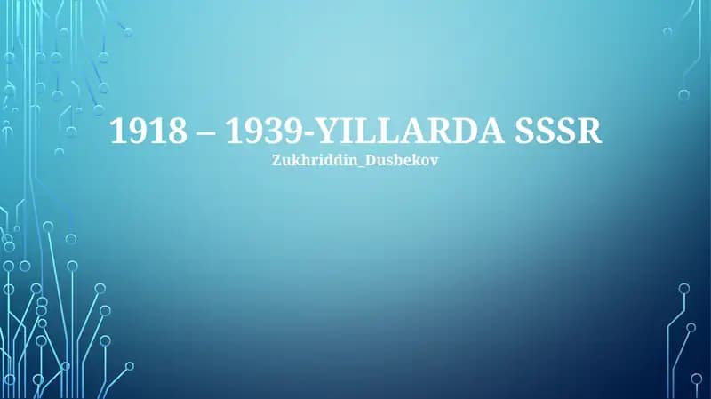 1939-YILLARDA SSSR Tarixi