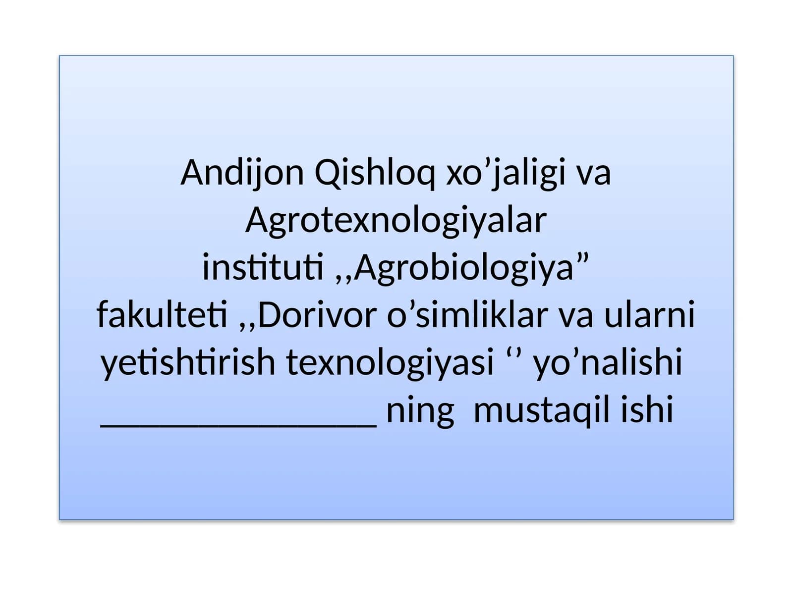 Issiqxonada ko’chat yetishtirish va parvarishlash