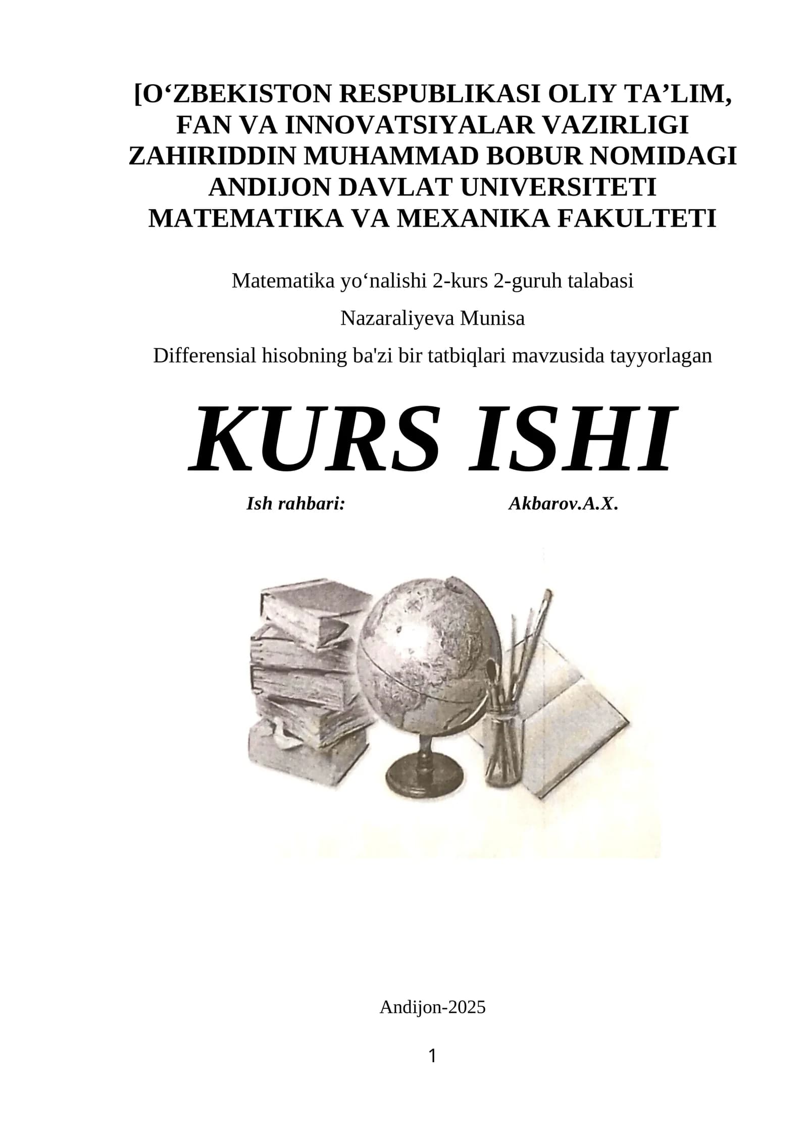 Differensial hisobning ba'zi bir tatbiqlari