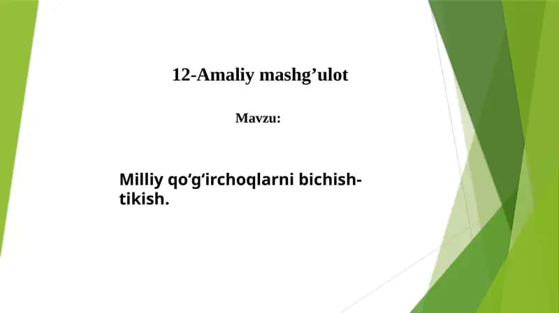 taqdimot-milliy qo'g'irchoq tikish texnologiyasi