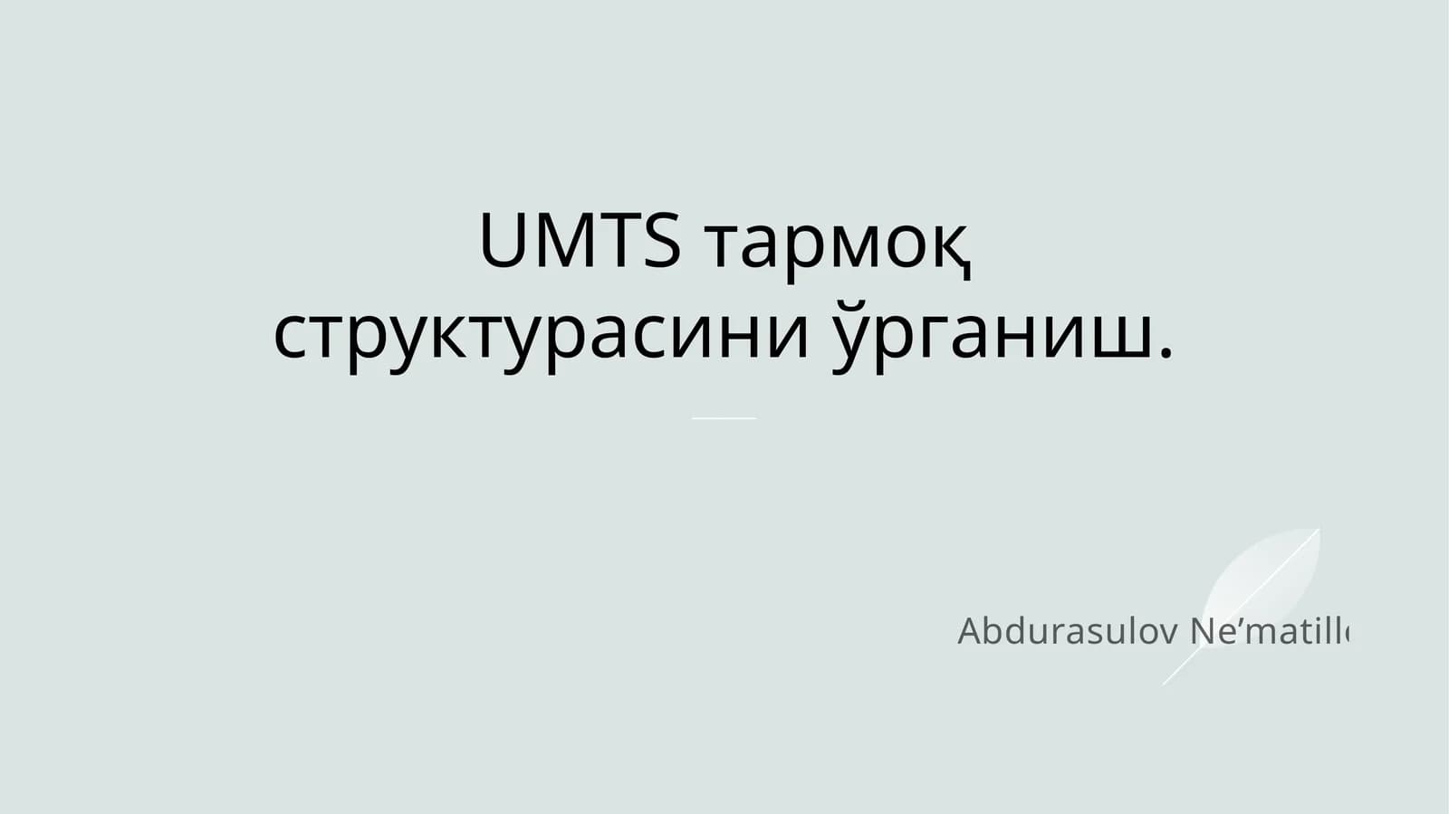 UMTS тармоқ структурасини ўрганиш.