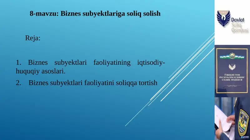 Biznes subyektlariga soliq solish