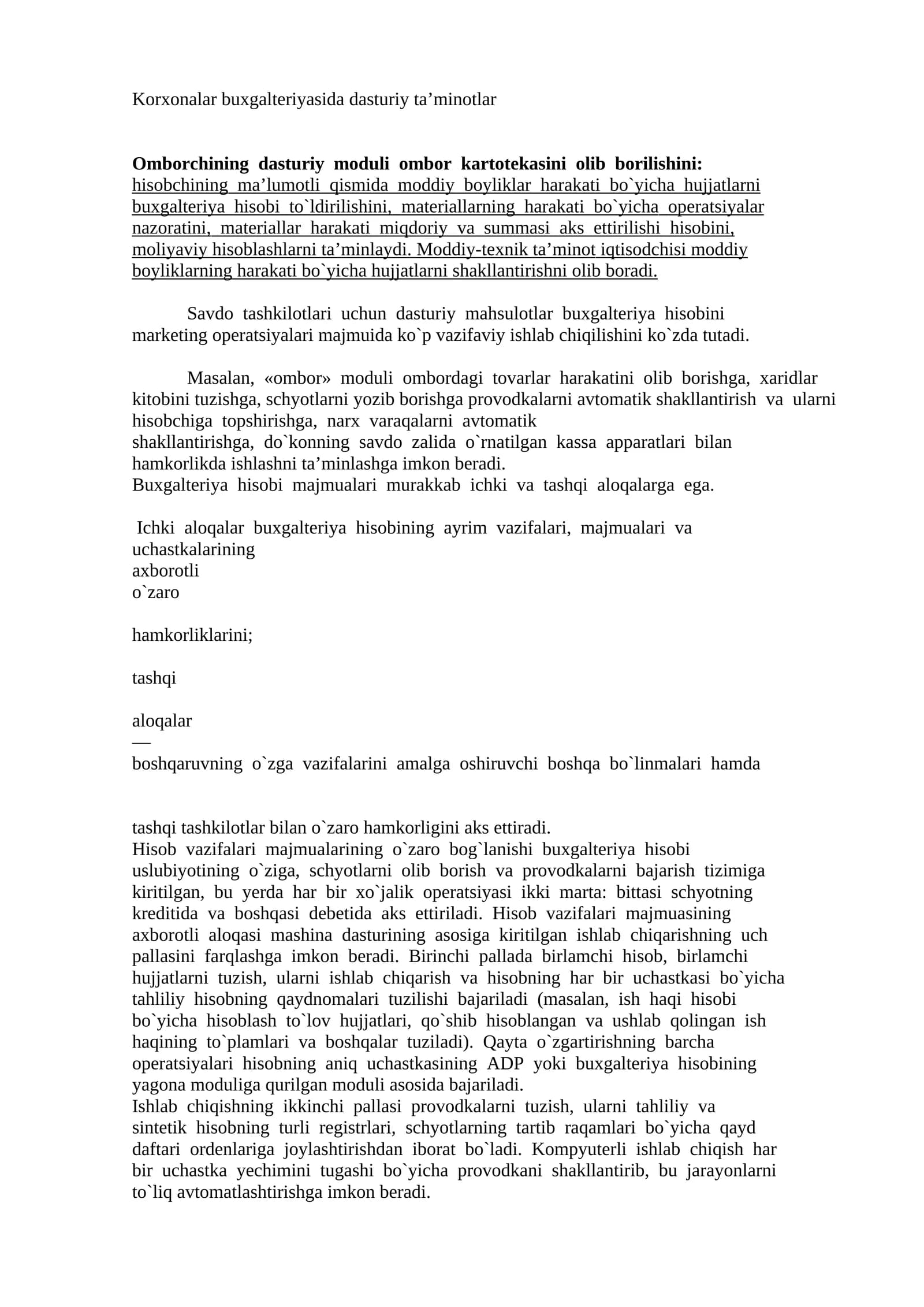 Korxonalar buxgalteriyasida dasturiy ta’minotlar