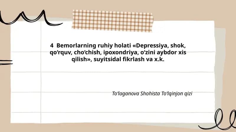 Bemorlarning ruhiy holati