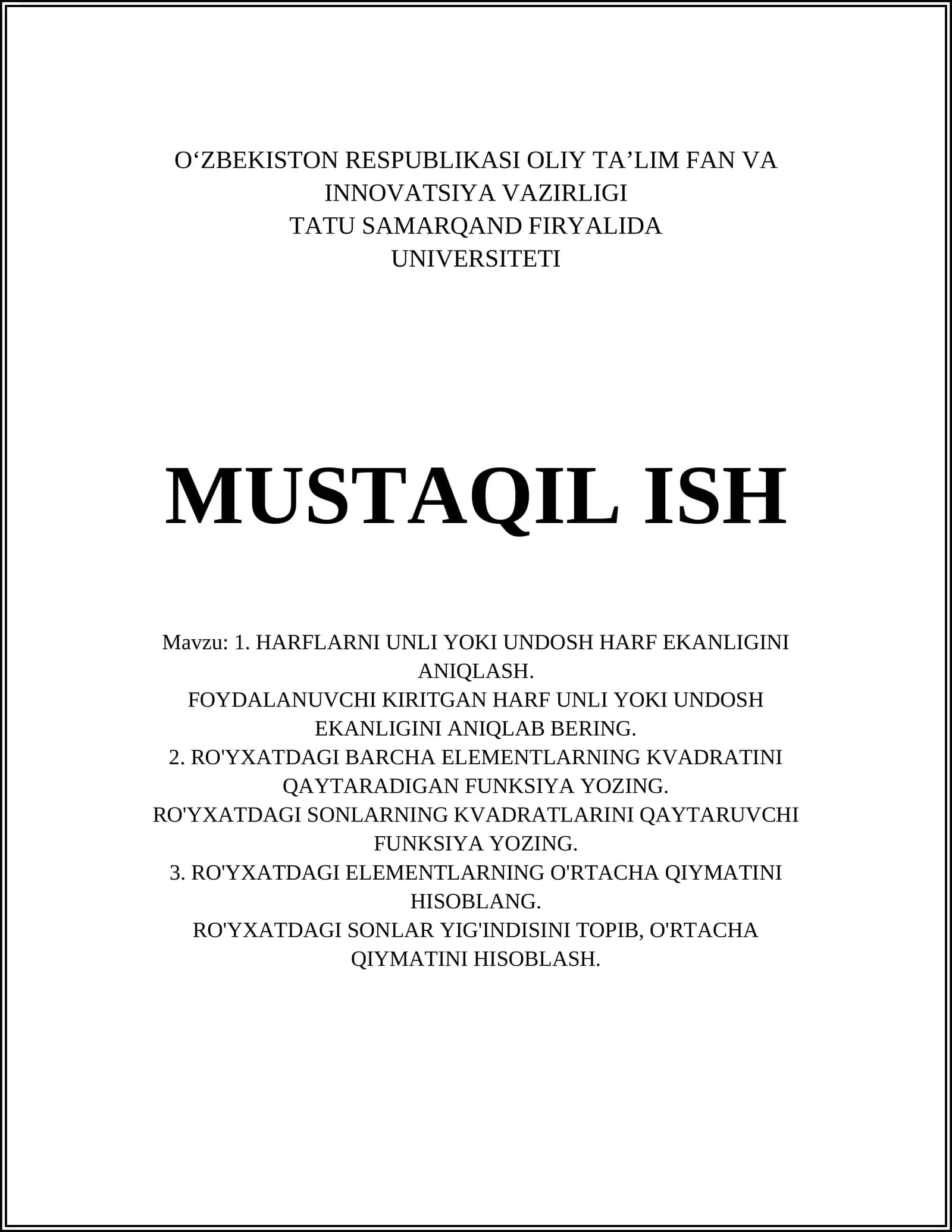 HARFLARNI UNLI YOKI UNDOSH HARF EKANLIGINI ANIQLASH