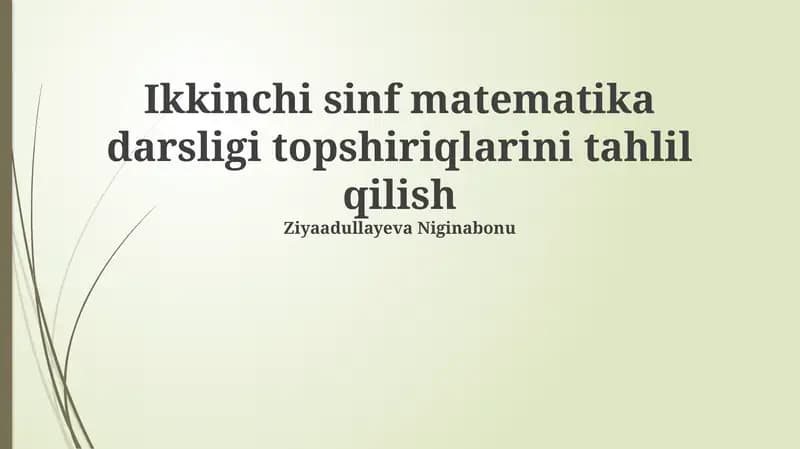 Ikkinchi sinf matematika darsligi topshiriqlarini tahlil qilish