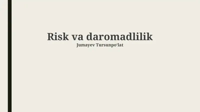 Risk va daromadlilik