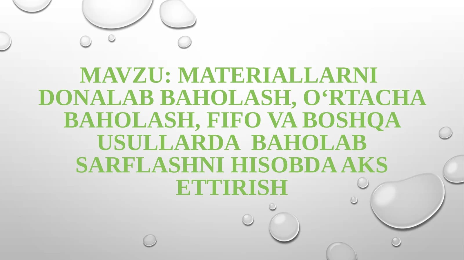 Materiallarni donalab baholash, oʻrtachabaholash, Fifova boshqa usullarda baholab sarflashni Hisobda aks ettirish