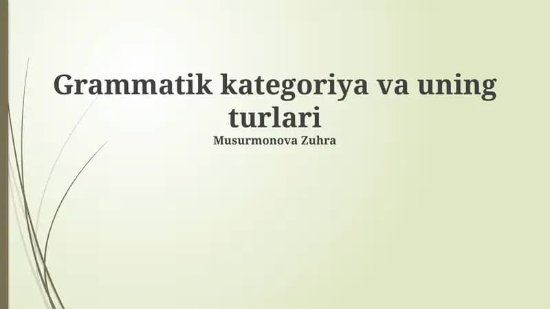 Grammatik kategoriya va uning turlari