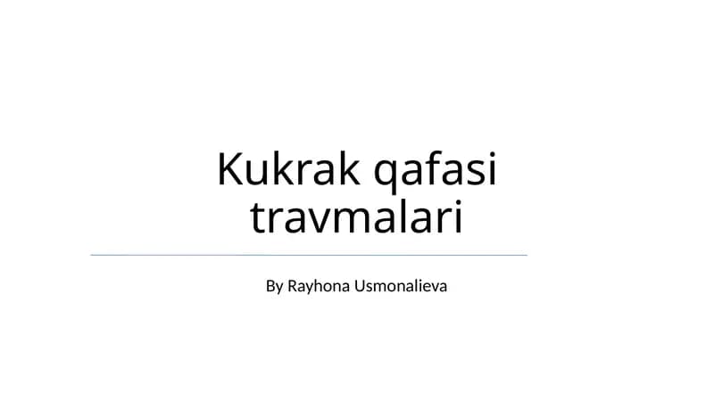 Kukrak qafasi travmalari